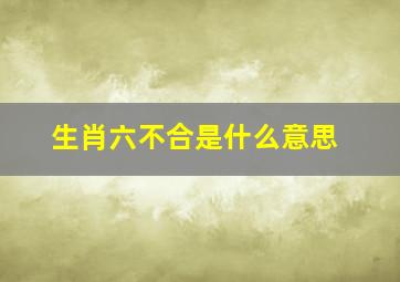 生肖六不合是什么意思