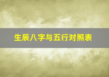 生辰八字与五行对照表