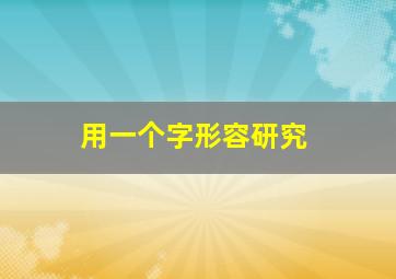 用一个字形容研究