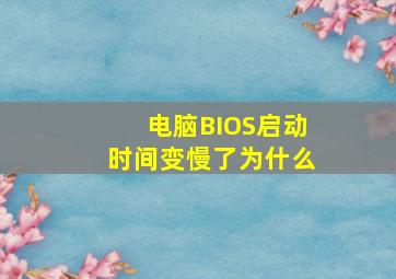 电脑BIOS启动时间变慢了为什么