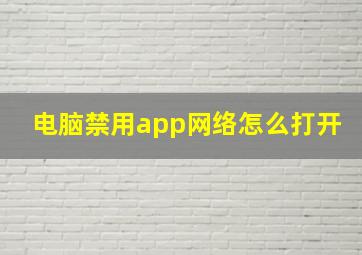 电脑禁用app网络怎么打开