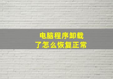 电脑程序卸载了怎么恢复正常