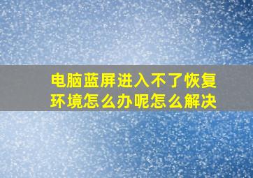 电脑蓝屏进入不了恢复环境怎么办呢怎么解决