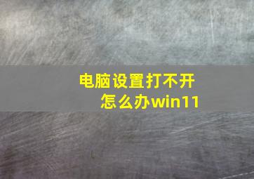 电脑设置打不开怎么办win11