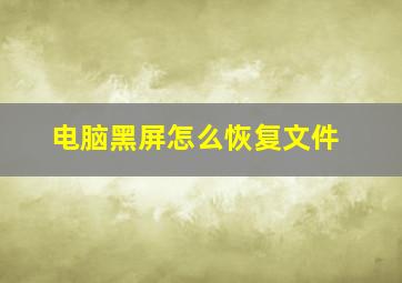 电脑黑屏怎么恢复文件