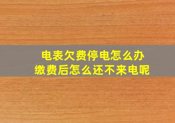 电表欠费停电怎么办缴费后怎么还不来电呢