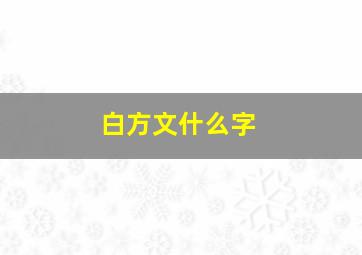 白方文什么字