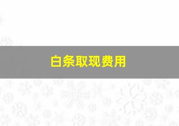 白条取现费用