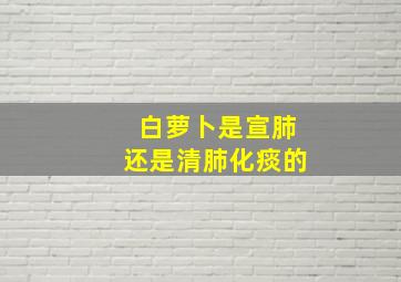 白萝卜是宣肺还是清肺化痰的