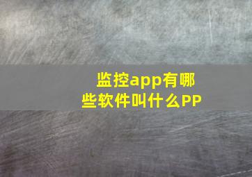 监控app有哪些软件叫什么PP