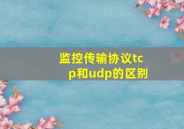 监控传输协议tcp和udp的区别