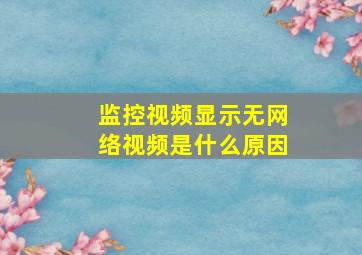 监控视频显示无网络视频是什么原因