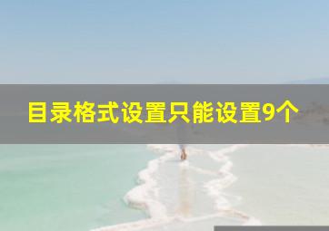 目录格式设置只能设置9个