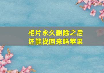 相片永久删除之后还能找回来吗苹果