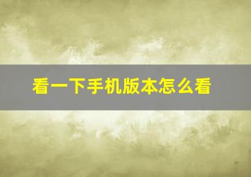 看一下手机版本怎么看