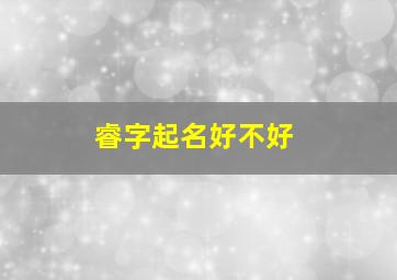 睿字起名好不好