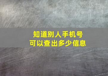 知道别人手机号可以查出多少信息