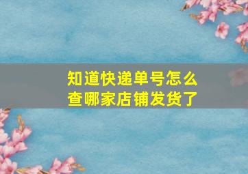 知道快递单号怎么查哪家店铺发货了