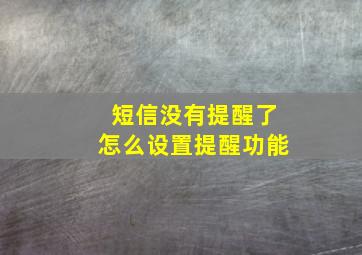 短信没有提醒了怎么设置提醒功能