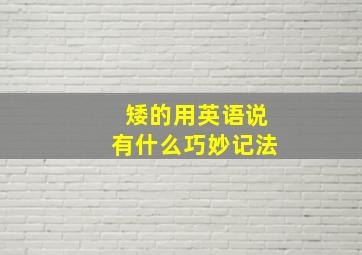 矮的用英语说有什么巧妙记法