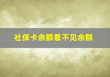 社保卡余额看不见余额