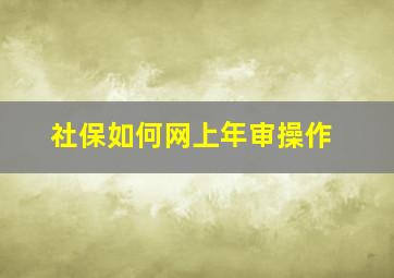 社保如何网上年审操作