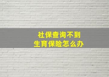 社保查询不到生育保险怎么办