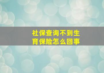 社保查询不到生育保险怎么回事