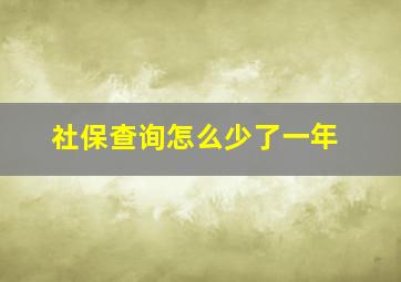 社保查询怎么少了一年