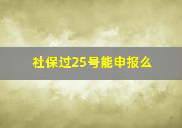 社保过25号能申报么