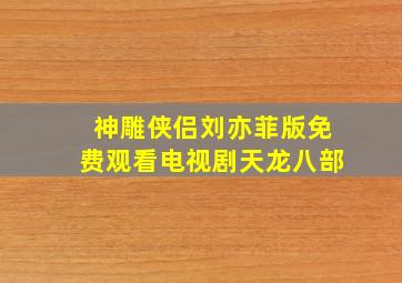 神雕侠侣刘亦菲版免费观看电视剧天龙八部