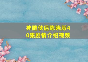 神雕侠侣陈晓版40集剧情介绍视频