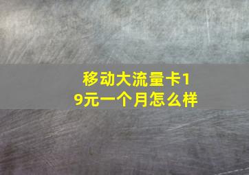 移动大流量卡19元一个月怎么样