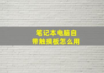 笔记本电脑自带触摸板怎么用