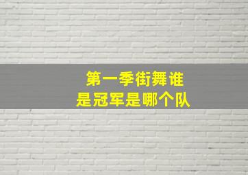 第一季街舞谁是冠军是哪个队