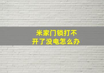 米家门锁打不开了没电怎么办