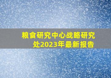 粮食研究中心战略研究处2023年最新报告