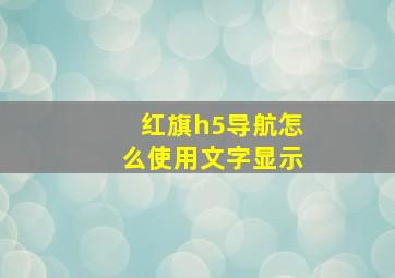 红旗h5导航怎么使用文字显示