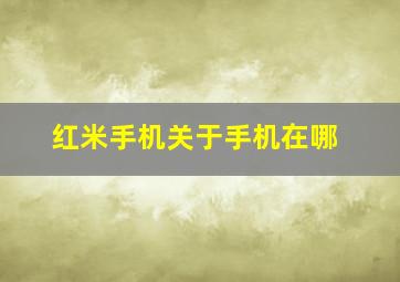 红米手机关于手机在哪