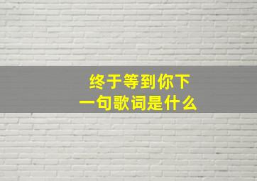 终于等到你下一句歌词是什么