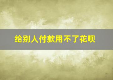 给别人付款用不了花呗