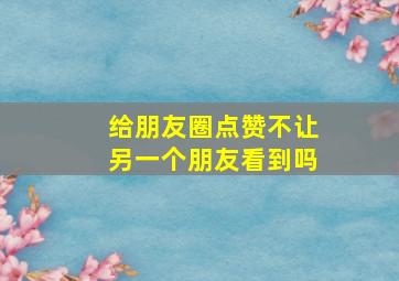 给朋友圈点赞不让另一个朋友看到吗