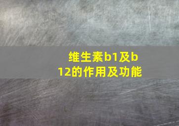 维生素b1及b12的作用及功能