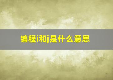 编程i和j是什么意思