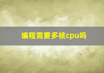 编程需要多核cpu吗