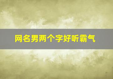 网名男两个字好听霸气