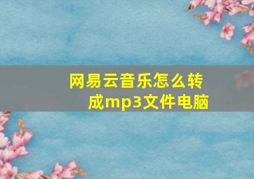 网易云音乐怎么转成mp3文件电脑