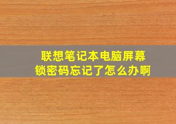 联想笔记本电脑屏幕锁密码忘记了怎么办啊