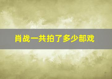 肖战一共拍了多少部戏