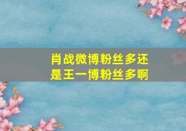 肖战微博粉丝多还是王一博粉丝多啊